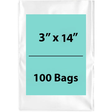 3X14 inches Clear Flat Poly Bags 3Mil Open Top (LDPE)